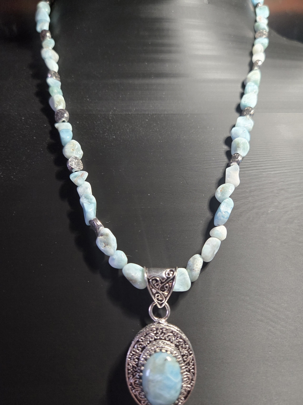 Artisan Larimar Necklace With Sterling Larimar Pendant - Picture 2 of 3